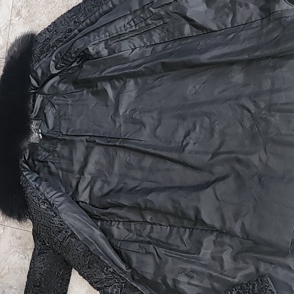 VINTAGE REAL FUR PERSIAN LAMB FOX FUR COLLAR LINED COAT EUC - Picture 15 of 15